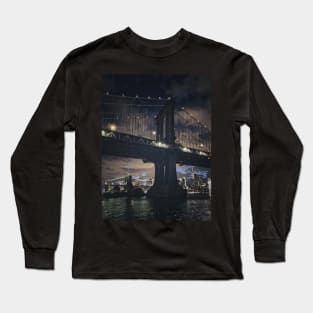 Two Bridges by Night, NYC Long Sleeve T-Shirt